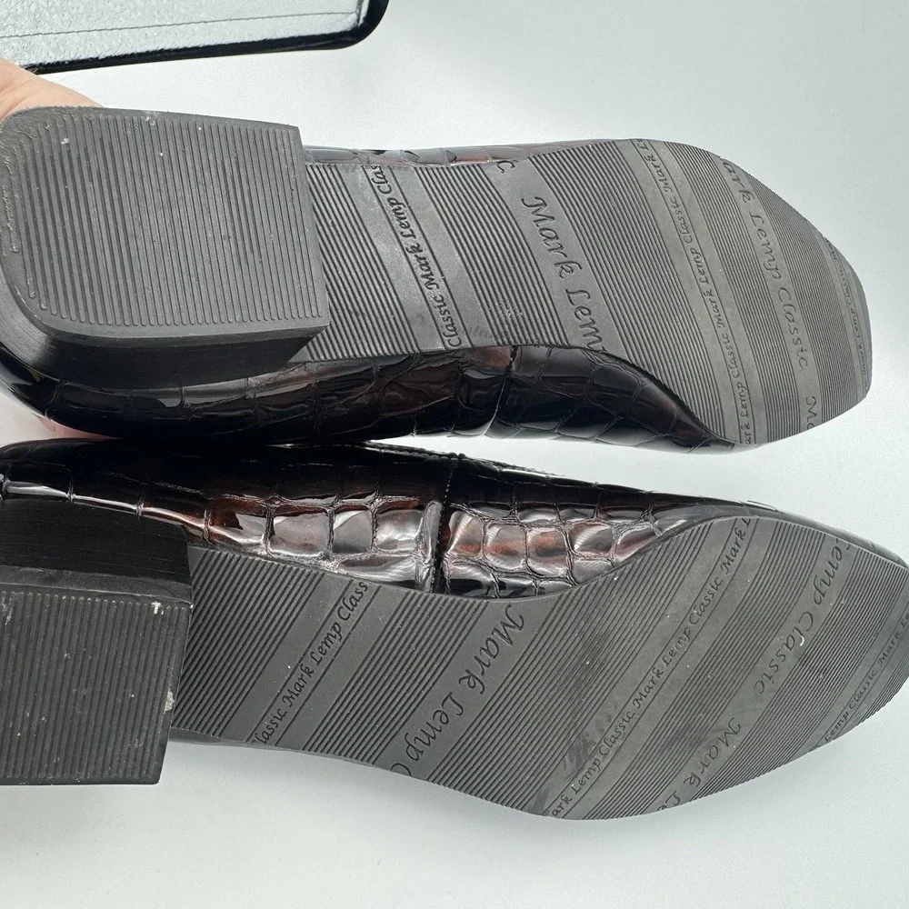 Mark Lemp‎ Walking Cradles Classics 6.5M Brown Croc Embossed Slip-On Loafers